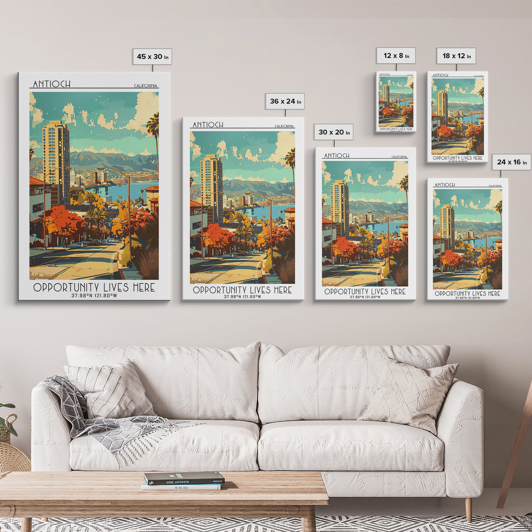 Antioch California Travel Poster, Framed Canvas Print, Travel Prints, Landscape Art, Travel Posters, Vintage Poster, Vintage Posters