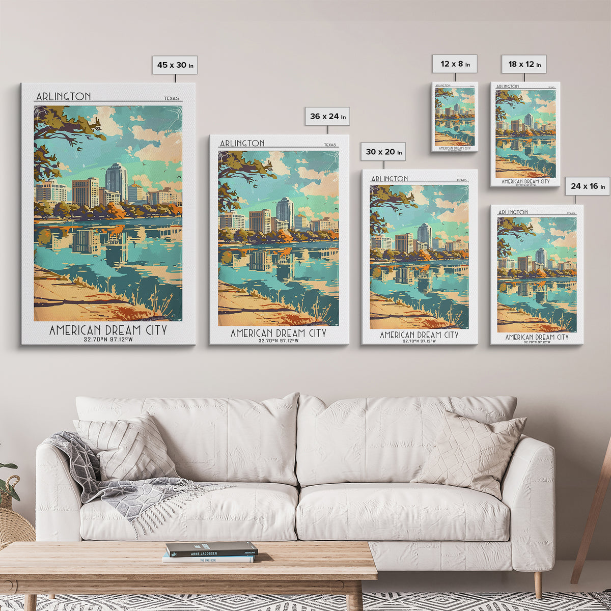 Arlington Travel Poster, Framed Canvas Print, City Travel Poster, Travel Wall Art, City Art Print, City Illustration, Vintage Poster