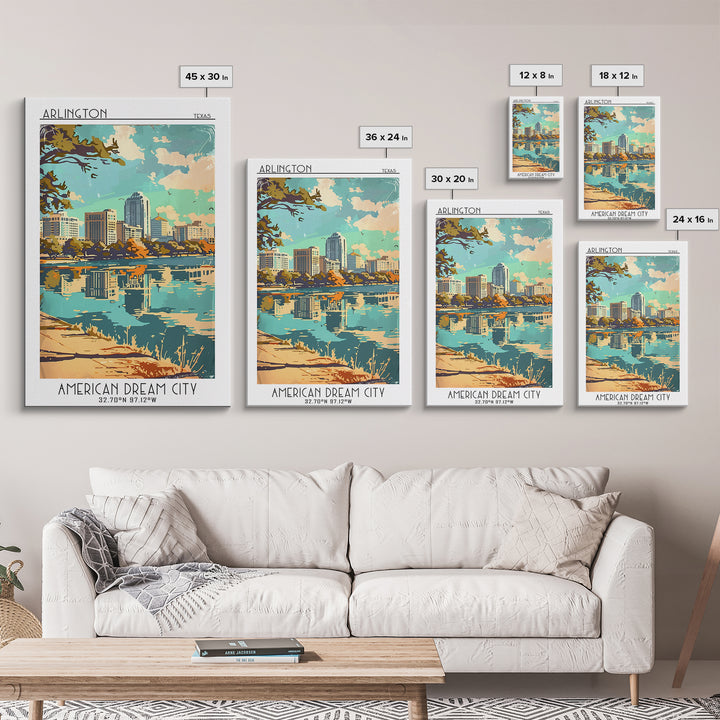 Arlington Travel Poster, Framed Canvas Print, City Travel Poster, Travel Wall Art, City Art Print, City Illustration, Vintage Poster