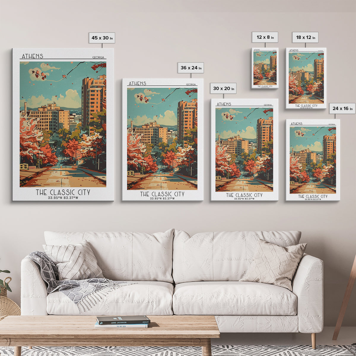 Athens Travel Poster, Framed Canvas Print, Travel Wall Decor, Minimalist Poster, City Wall Art, Travel Art Print, City Travel Poster