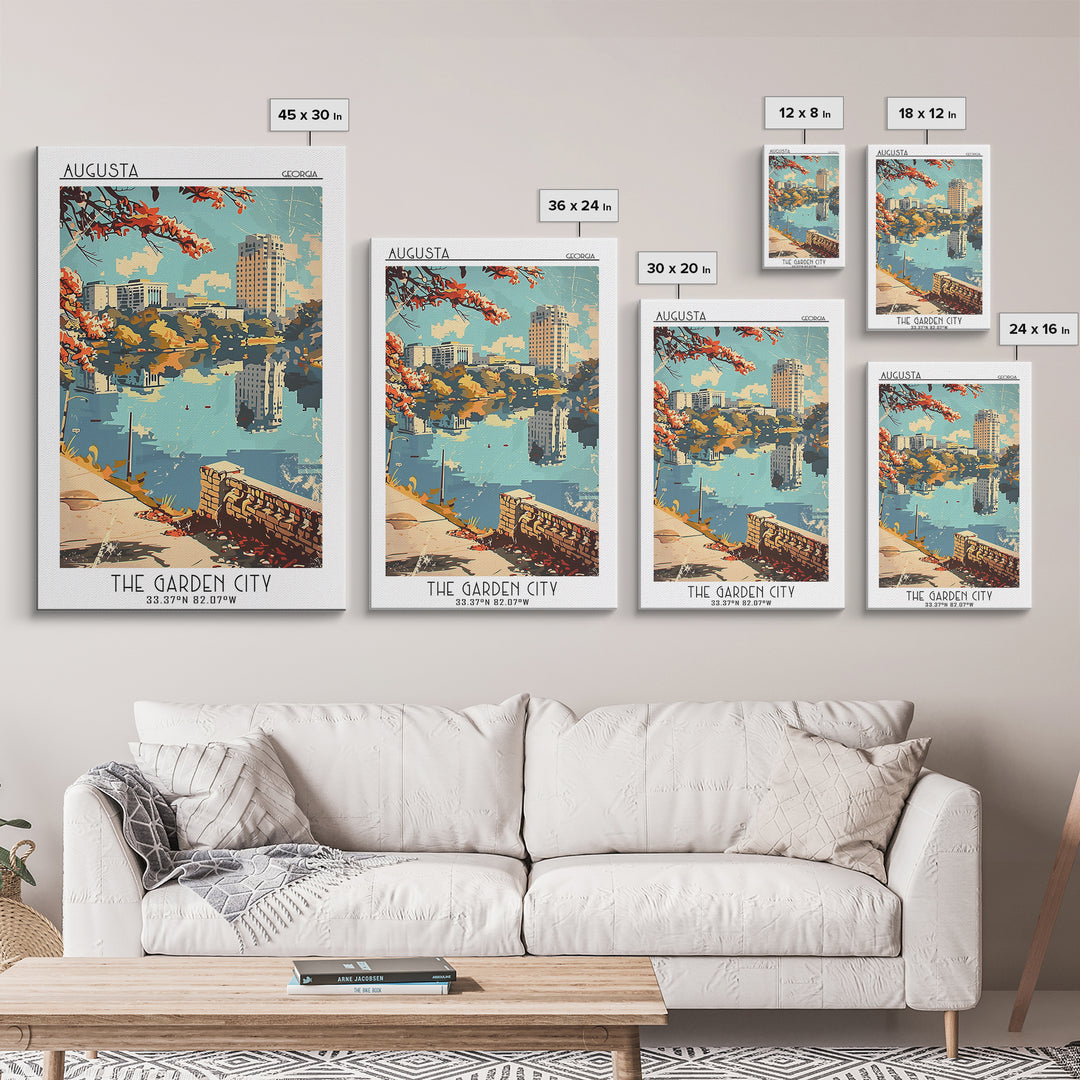 Augusta Travel Poster, Framed Canvas Print, Travel Wall Art, City Wall Art, Fine Art Print, Wall Art, Travel Posters, Vintage Travel