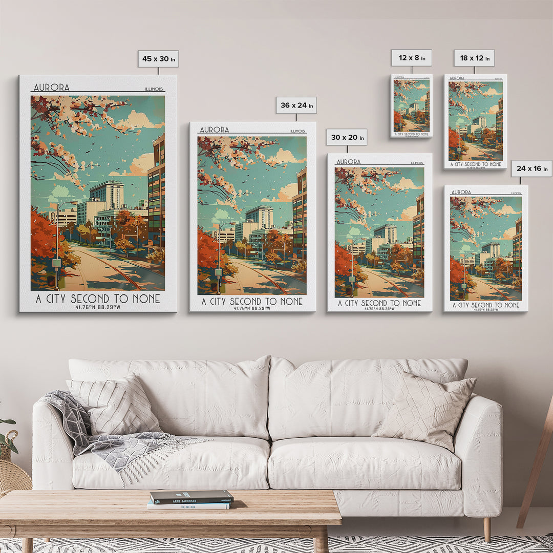 Aurora Illinois Travel Poster, Canvas Print, Vintage Travel Print, City Wall Art, City Travel Poster, Vintage Posters, Landscape Art