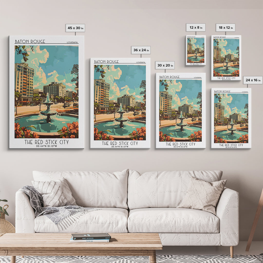 Baton Rouge Travel Poster, Framed Canvas Print, City Art Print, Travel Wall Art, Minimalist Poster, Travel Art Print, Fine Art Print