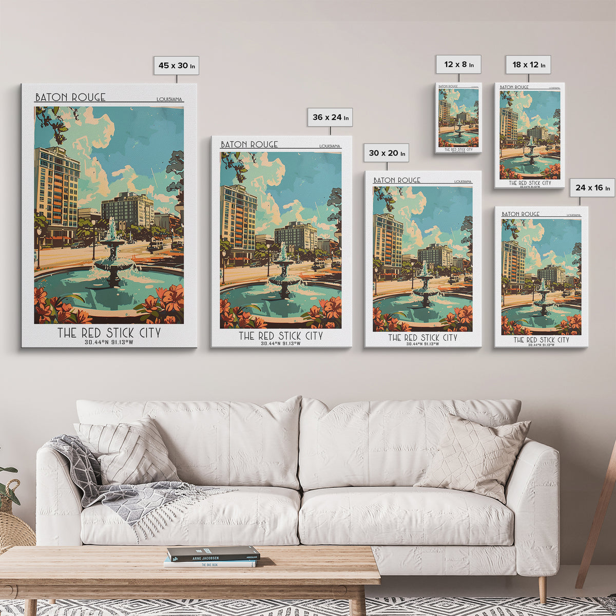 Baton Rouge Travel Poster, Framed Canvas Print, City Art Print, Travel Wall Art, Minimalist Poster, Travel Art Print, Fine Art Print
