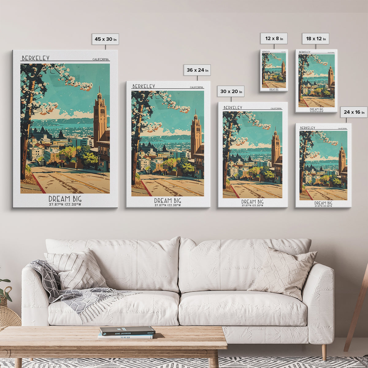 Berkeley Travel Poster, Canvas Print, Retro Travel Poster, City Wall Art, Colorful Wall Art, Travel Prints, Retro Wall Art, Wall Art