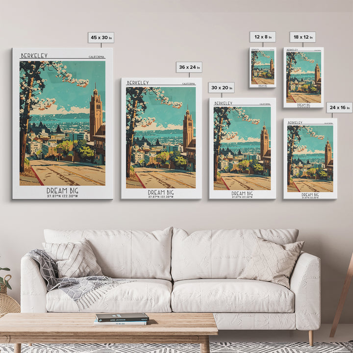 Berkeley Travel Poster, Canvas Print, Retro Travel Poster, City Wall Art, Colorful Wall Art, Travel Prints, Retro Wall Art, Wall Art