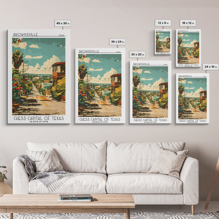 Brownsville Travel Poster, Framed Canvas Print, Poster Print, Travel Wall Art, Gallery Wall Set, Vintage Posters, Retro Travel Print