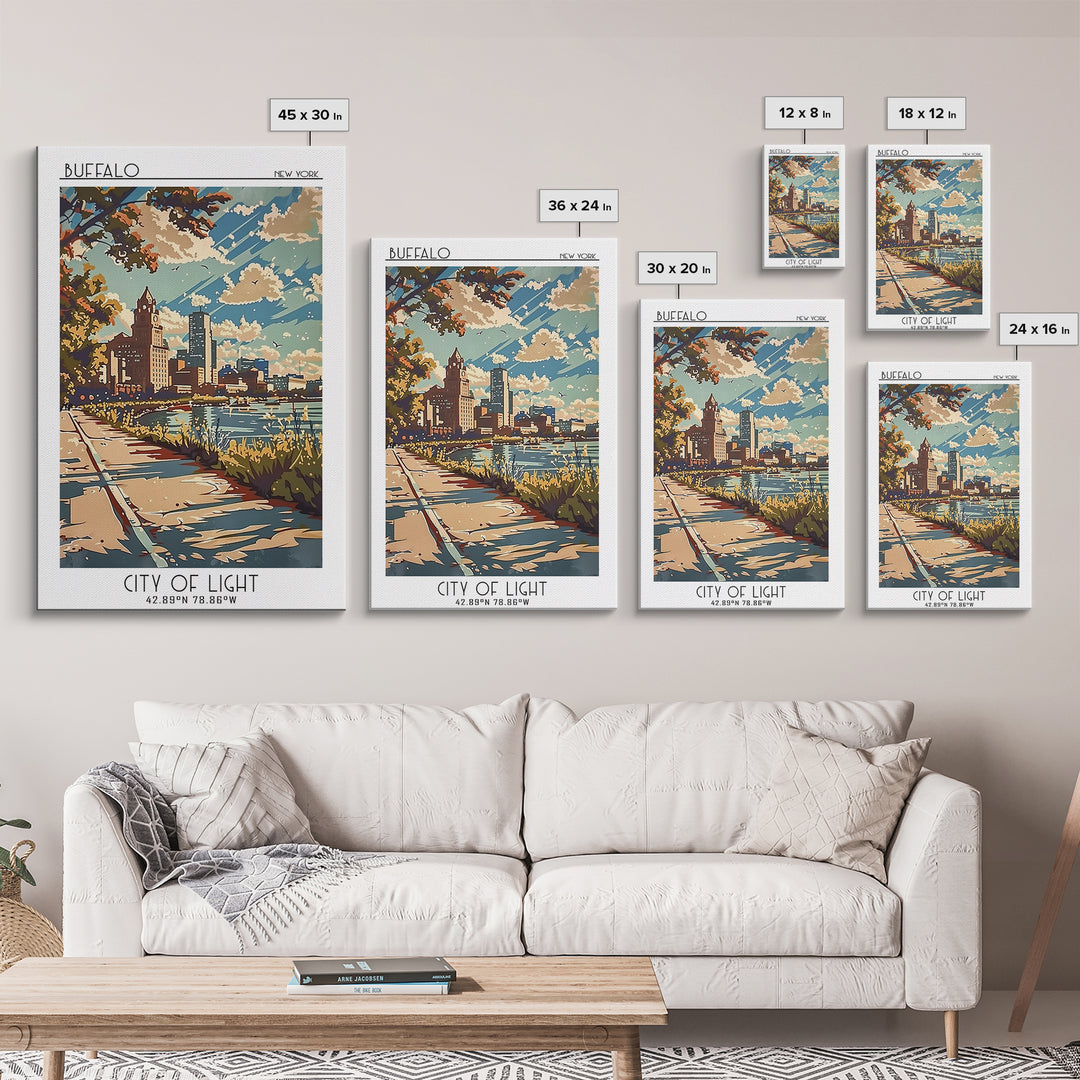 Buffalo New York Travel Poster, Canvas Print, City Art Print, Travel Wall Art, Vintage Travel Print, City Illustration, Poster Print