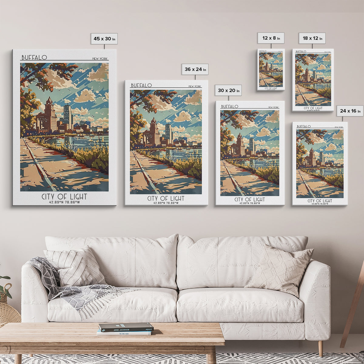 Buffalo New York Travel Poster, Canvas Print, City Art Print, Travel Wall Art, Vintage Travel Print, City Illustration, Poster Print