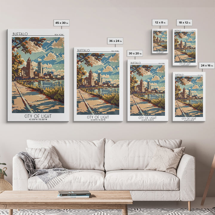 Buffalo New York Travel Poster, Canvas Print, City Art Print, Travel Wall Art, Vintage Travel Print, City Illustration, Poster Print