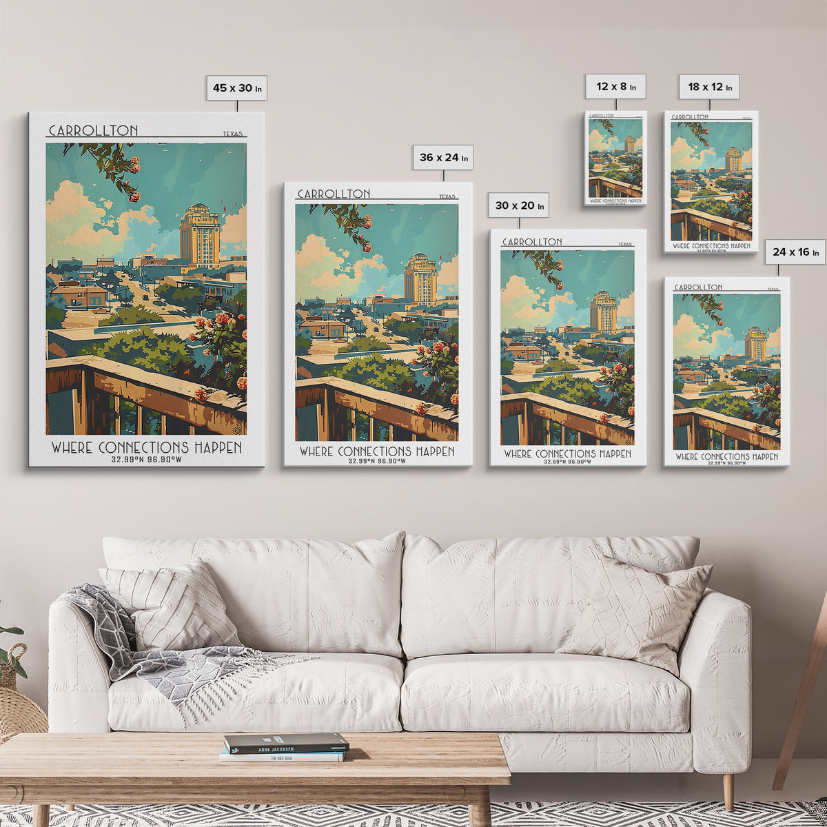 Carrollton Travel Poster, Framed Canvas Print, City Art Print, Travel Wall Art, Home Office Decor, City Wall Art, City Travel Poster
