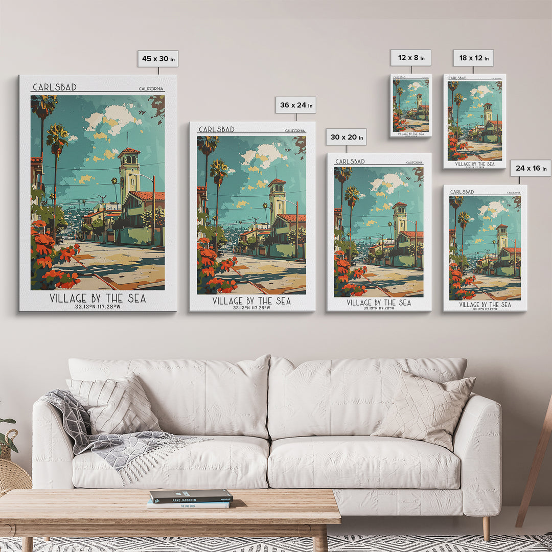 Carlsbad California Travel Poster, Canvas Print, Poster Print, Travel Wall Art, City Travel Poster, Gallery Wall Set, City Art Print