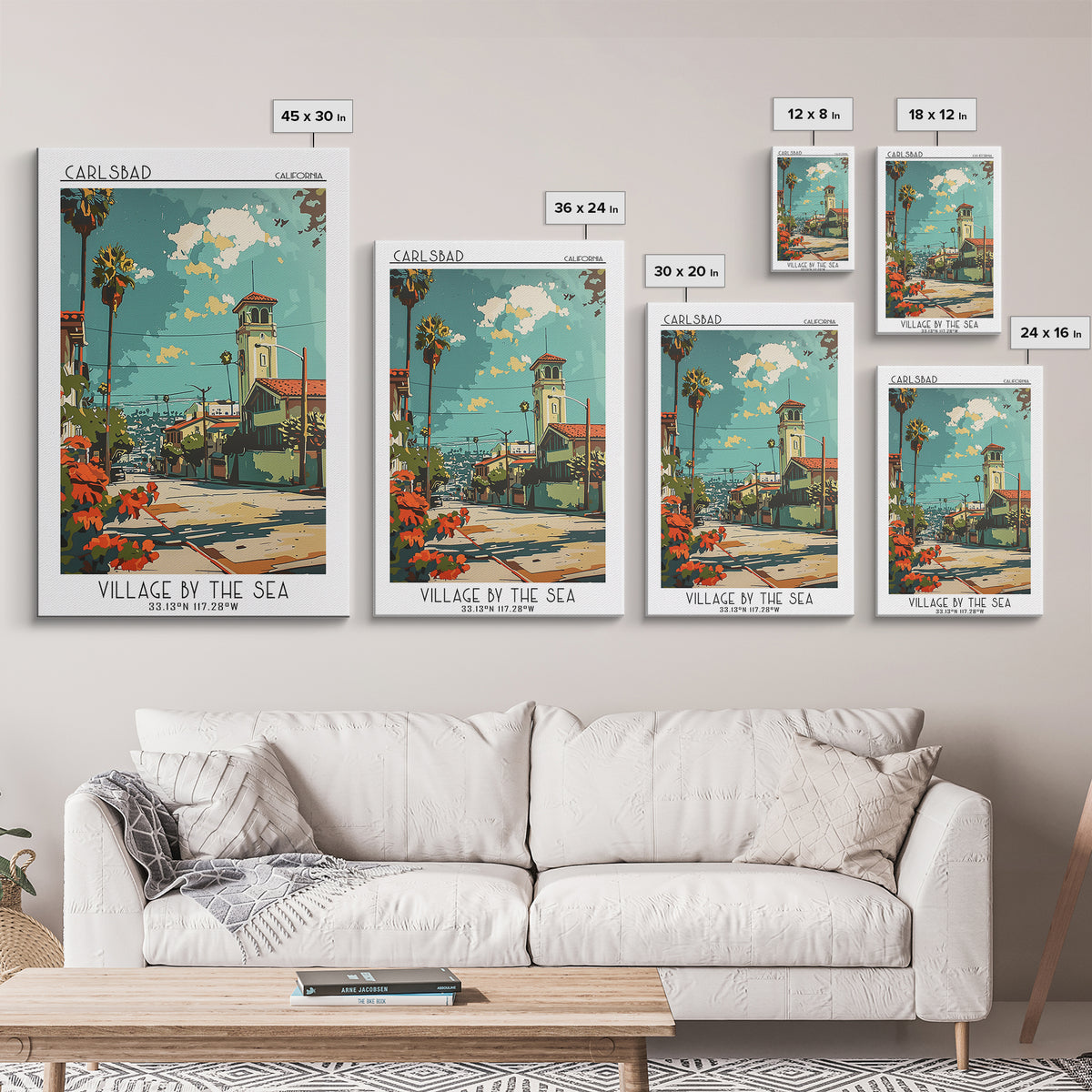 Carlsbad California Travel Poster, Canvas Print, Poster Print, Travel Wall Art, City Travel Poster, Gallery Wall Set, City Art Print