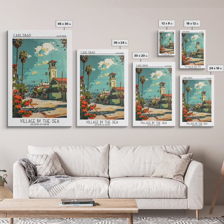 Carlsbad California Travel Poster, Canvas Print, Poster Print, Travel Wall Art, City Travel Poster, Gallery Wall Set, City Art Print