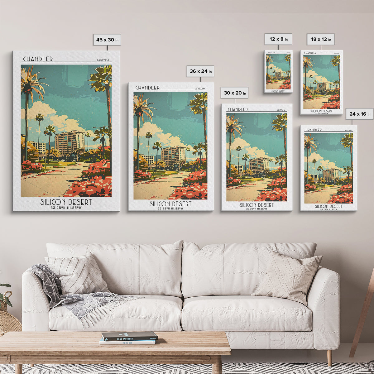 Chandler Travel Poster, Framed Canvas Print, Travel Art Print, Modern Wall Decor, Wall Art, Travel Wall Decor, Poster Art, Art Print