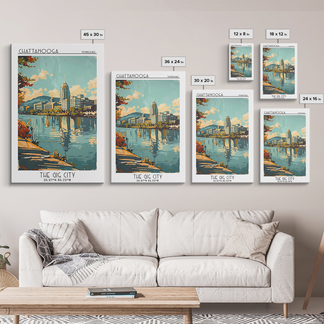 Chattanooga Tennessee Travel Poster, Framed Canvas Print, Travel Wall Decor, Minimalist Poster, City Travel Poster, Travel Art Print