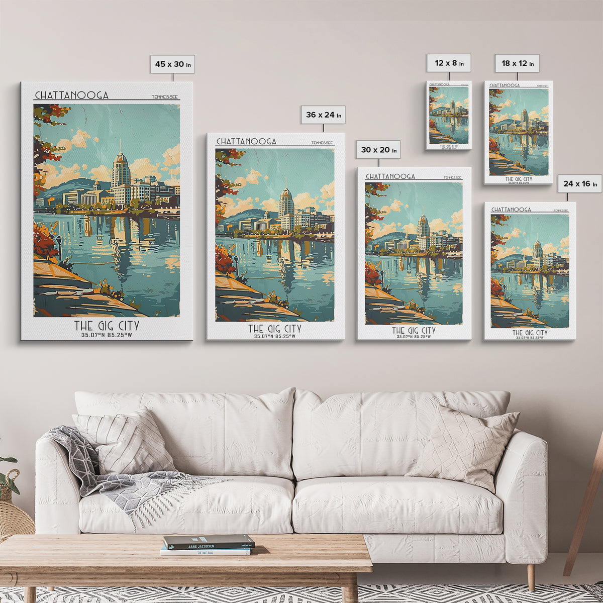 Chattanooga Tennessee Travel Poster, Framed Canvas Print, Travel Wall Decor, Minimalist Poster, City Travel Poster, Travel Art Print