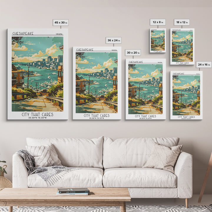 Chesapeake Travel Poster, Framed Canvas Print, Vintage Travel Print, City Wall Art, Fine Art Print, Vintage Travel, Gallery Wall Set