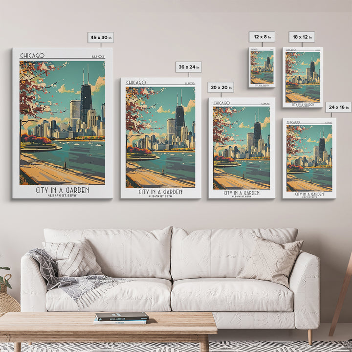 Chicago Illinois Travel Poster, Canvas Print, City Travel Poster, Vintage City Poster, Poster Print, City Wall Art, Gallery Wall Set