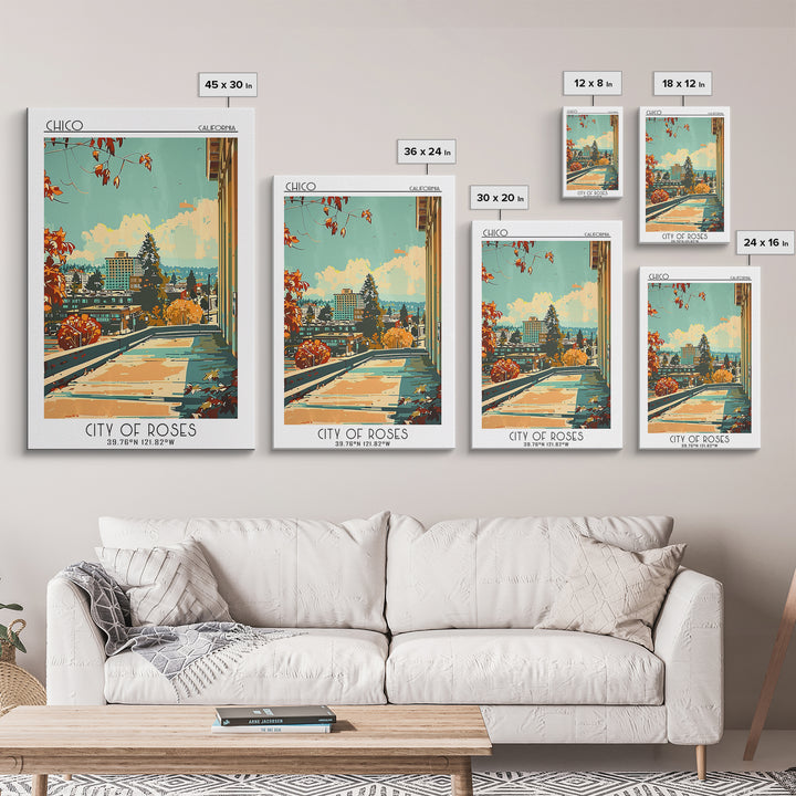 Chico Travel Poster, Canvas Print, Poster Print, Travel Wall Art, Vintage Travel, Minimalist Poster, Gallery Wall Set, Landscape Art