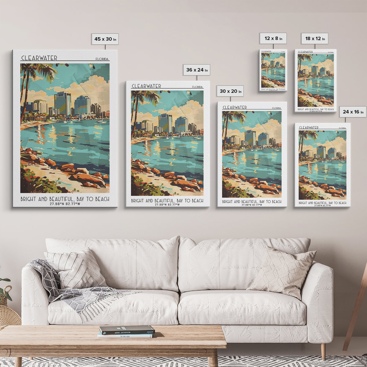 Clearwater Travel Poster, Canvas Print, Travel Art Print, Modern Wall Decor, Travel Wall Art, Home Decor, Travel Decor, Poster Print