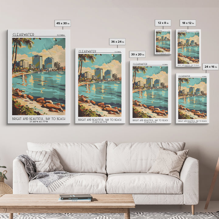 Clearwater Travel Poster, Canvas Print, Travel Art Print, Modern Wall Decor, Travel Wall Art, Home Decor, Travel Decor, Poster Print