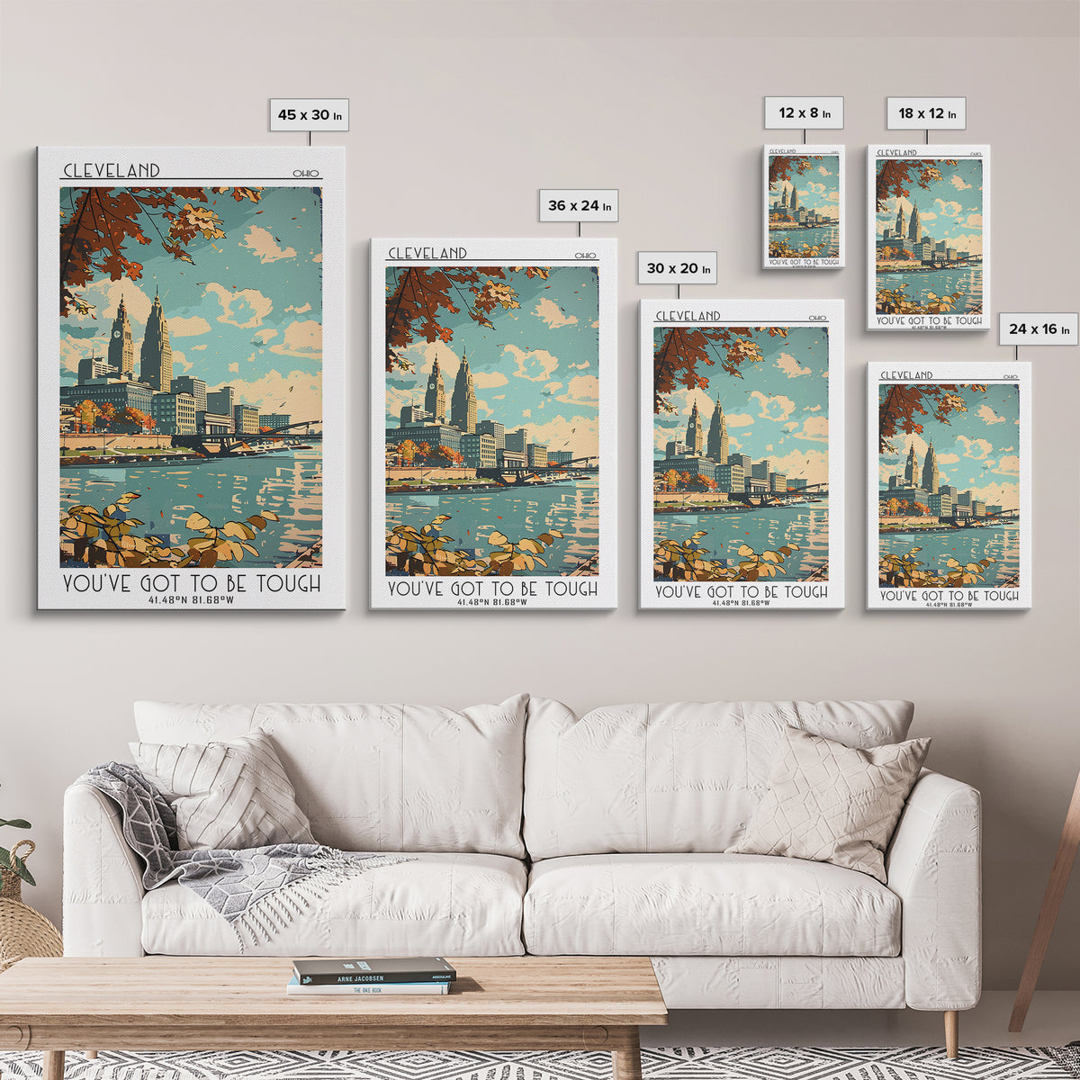 Cleveland Ohio Travel Poster, Framed Canvas Print, City Travel Poster, Vintage City Poster, Mid Century Wall Art, Retro Travel Print