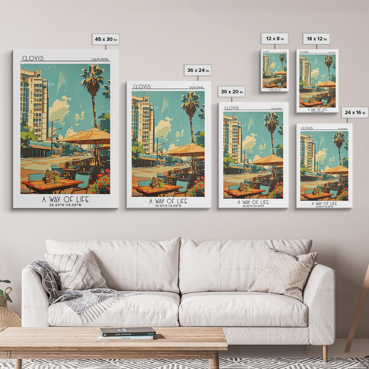 Clovis Travel Poster, Framed Canvas Print, Travel Wall Art, City Wall Art, Vintage Travel Print, Travel Art Print, Minimalist Poster