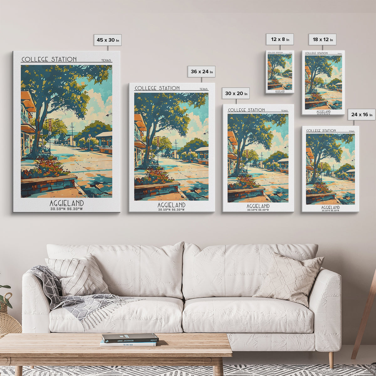 College Station Travel Poster, Framed Canvas Print, Poster Print, Travel Wall Art, Fine Art Print, City Travel Poster, Landscape Art