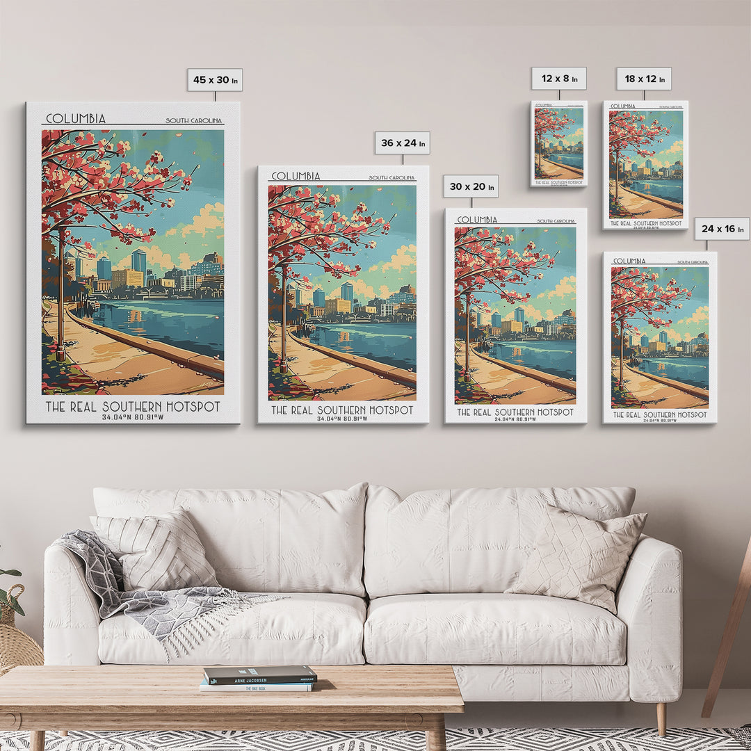 Columbia South Carolina Travel Poster, Canvas Print, City Travel Poster, Travel Wall Decor, Fine Art Print, Art Print, Landscape Art