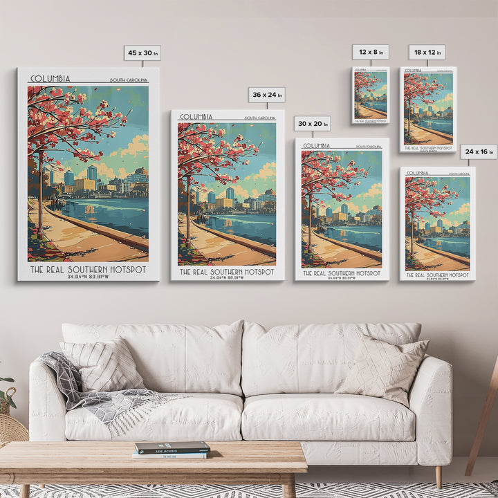 Columbia South Carolina Travel Poster, Canvas Print, City Travel Poster, Travel Wall Decor, Fine Art Print, Art Print, Landscape Art