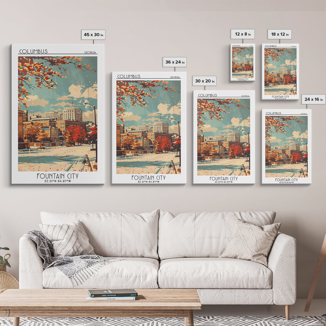 Columbus Travel Poster, Framed Canvas Print, Retro Wall Art, Travel Print, Poster Print, Wall Art, City Travel Poster, City Wall Art