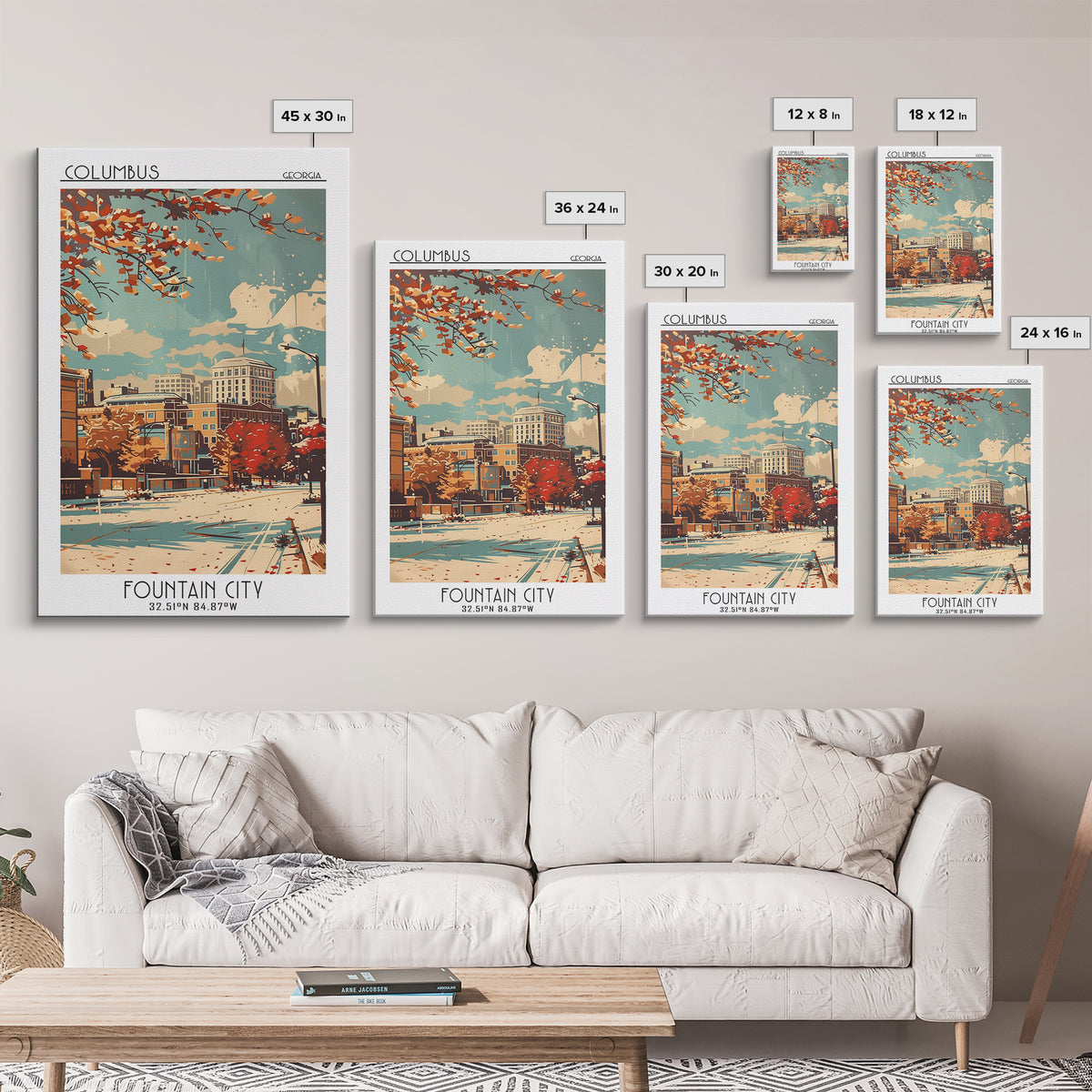Columbus Travel Poster, Framed Canvas Print, Retro Wall Art, Travel Print, Poster Print, Wall Art, City Travel Poster, City Wall Art