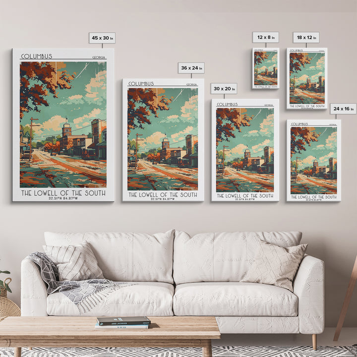Columbus Georgia Travel Poster, Framed Canvas Print, City Travel Poster, Travel Wall Decor, Travel Prints, Fine Art Print, Art Print