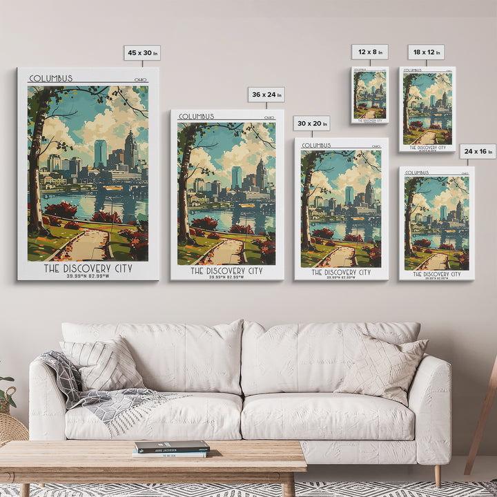 Columbus Ohio Travel Poster, Canvas Print, Vintage Travel Print, City Wall Art, Mid Century Wall Art, Wall Art, Living Room Wall Art