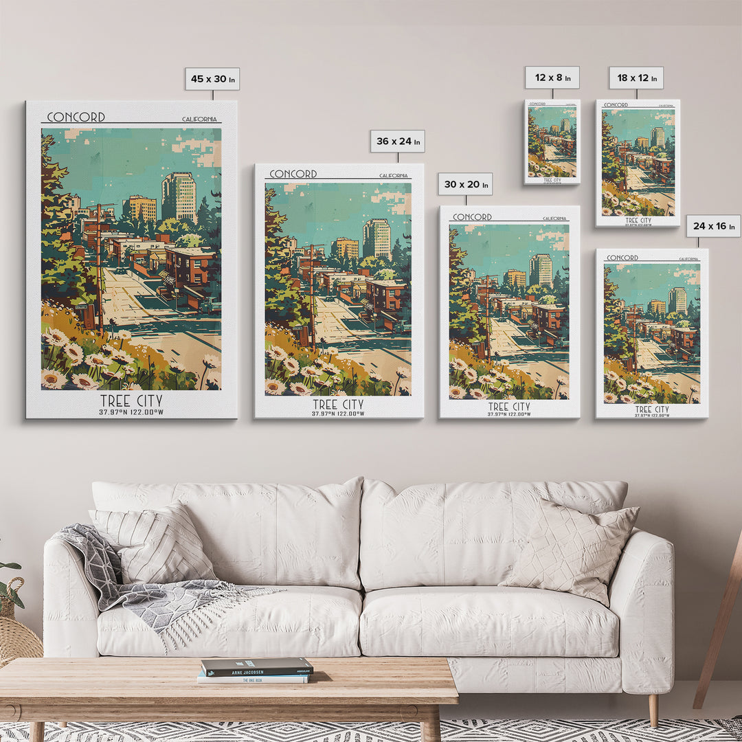 Concord Travel Poster, Framed Canvas Print, City Art Print, Travel Wall Art, Fine Art Print, City Travel Poster, Retro Travel Poster