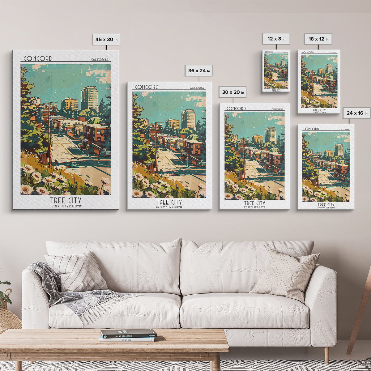 Concord Travel Poster, Framed Canvas Print, City Art Print, Travel Wall Art, Fine Art Print, City Travel Poster, Retro Travel Poster