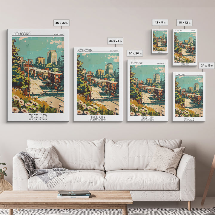 Concord Travel Poster, Framed Canvas Print, City Art Print, Travel Wall Art, Fine Art Print, City Travel Poster, Retro Travel Poster