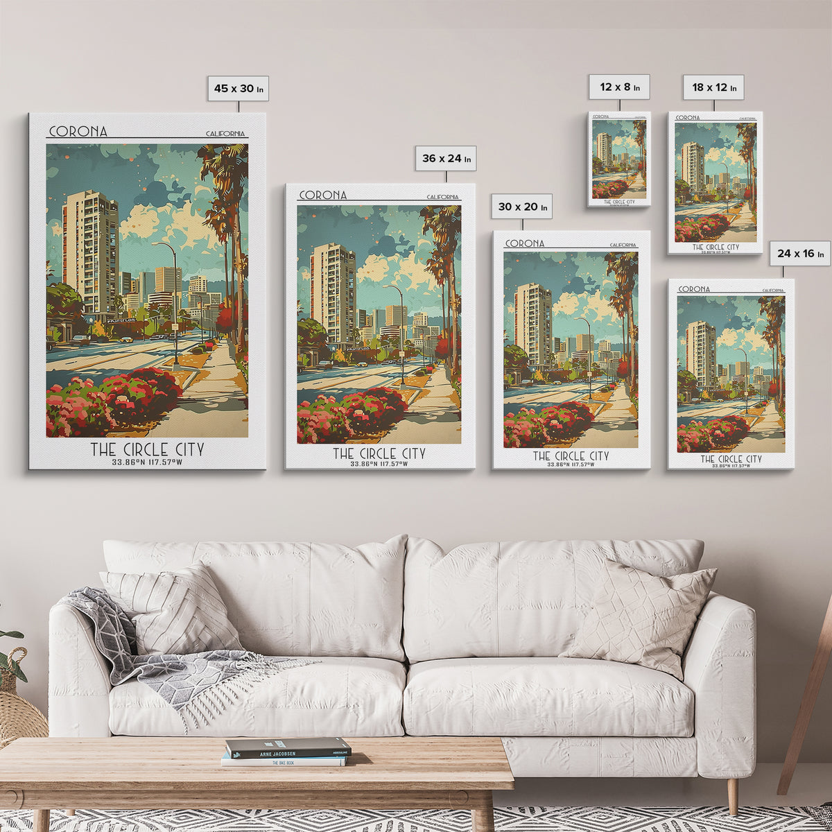 Corona California Travel Poster, Canvas Print, City Art Print, Travel Wall Art, Travel Wall Decor, Modern Wall Decor, Fine Art Print