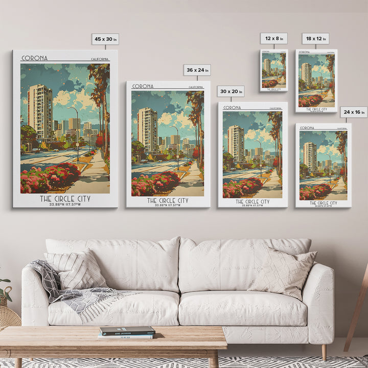 Corona California Travel Poster, Canvas Print, City Art Print, Travel Wall Art, Travel Wall Decor, Modern Wall Decor, Fine Art Print