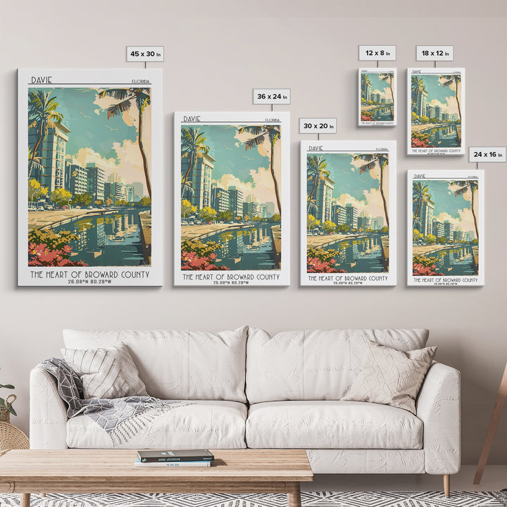 Davie Florida Travel Poster, Canvas Print, Retro Travel Poster, City Wall Art, Vintage City Poster, Vintage Poster, Gallery Wall Set