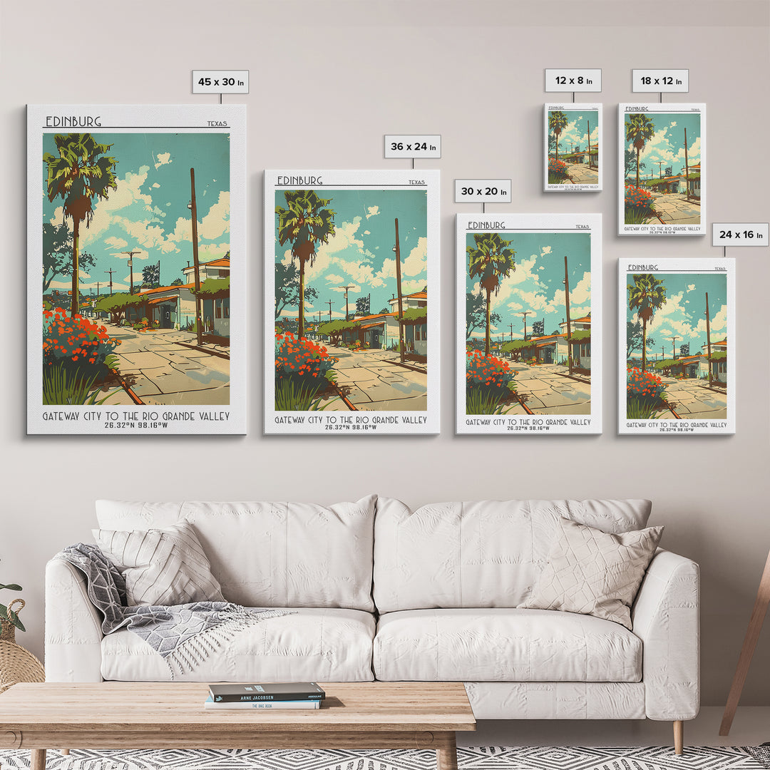 Edinburg Travel Poster, Framed Canvas Print, Retro Travel Poster, City Wall Art, City Illustration, Minimalist Poster, Travel Prints