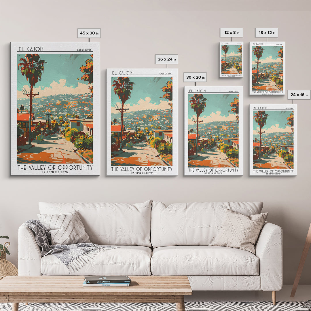 El Cajon California Travel Poster, Canvas Print, Travel Wall Art, City Wall Art, Wanderlust Gift, Vintage Travel Print, Poster Print