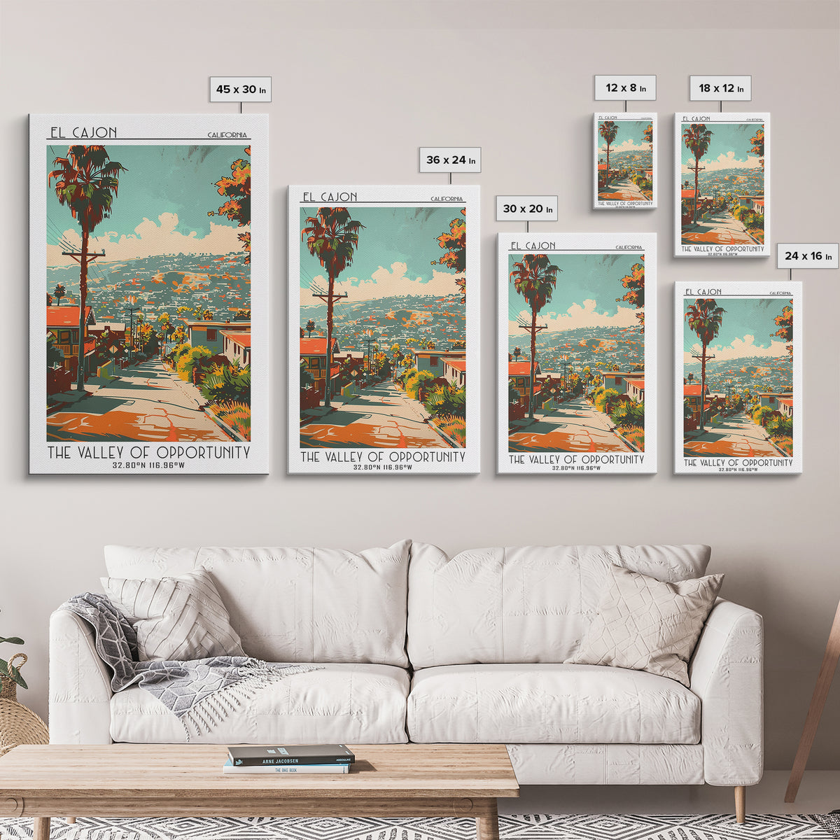 El Cajon California Travel Poster, Canvas Print, Travel Wall Art, City Wall Art, Wanderlust Gift, Vintage Travel Print, Poster Print