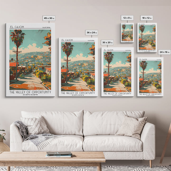 El Cajon California Travel Poster, Canvas Print, Travel Wall Art, City Wall Art, Wanderlust Gift, Vintage Travel Print, Poster Print