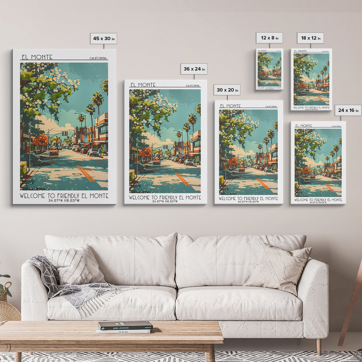 El Monte Travel Poster, Canvas Print, City Travel Poster, Travel Wall Decor, Landscape Art, City Wall Art, Fine Art Print, Art Print