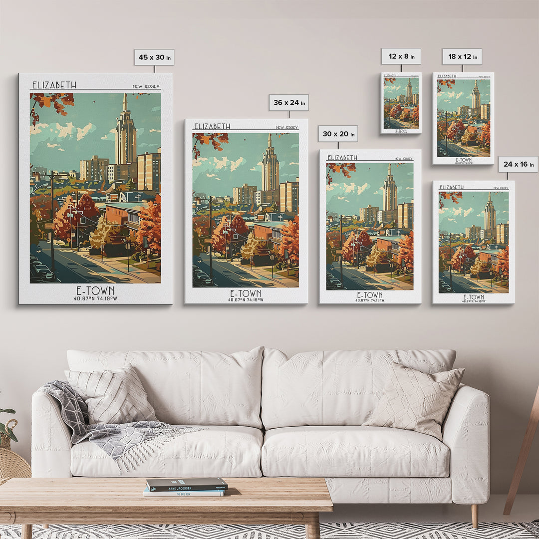 Elizabeth Travel Poster, Framed Canvas Print, City Travel Poster, Vintage City Poster, Retro Wall Art, Vintage Travel, Travel Prints