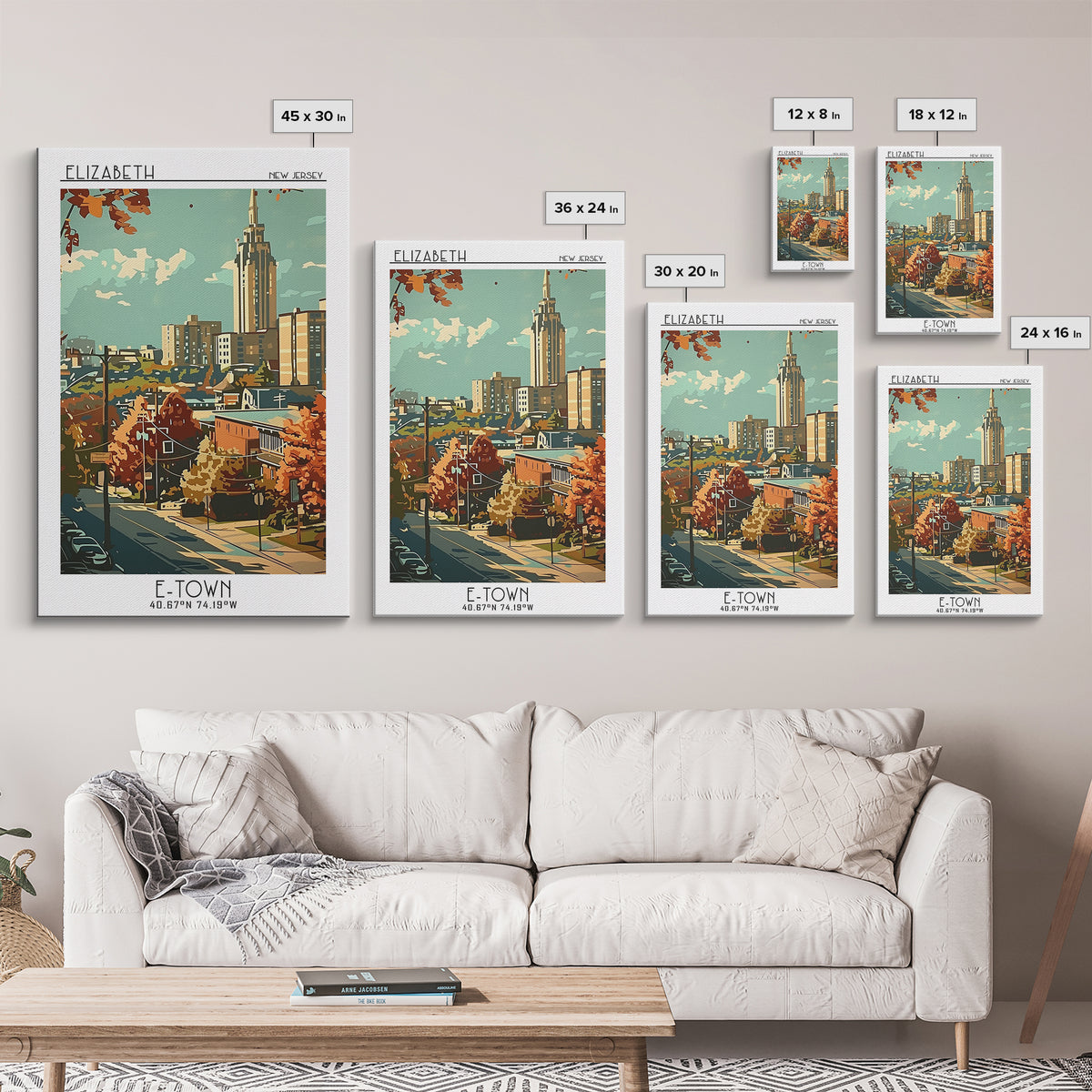Elizabeth Travel Poster, Framed Canvas Print, City Travel Poster, Vintage City Poster, Retro Wall Art, Vintage Travel, Travel Prints