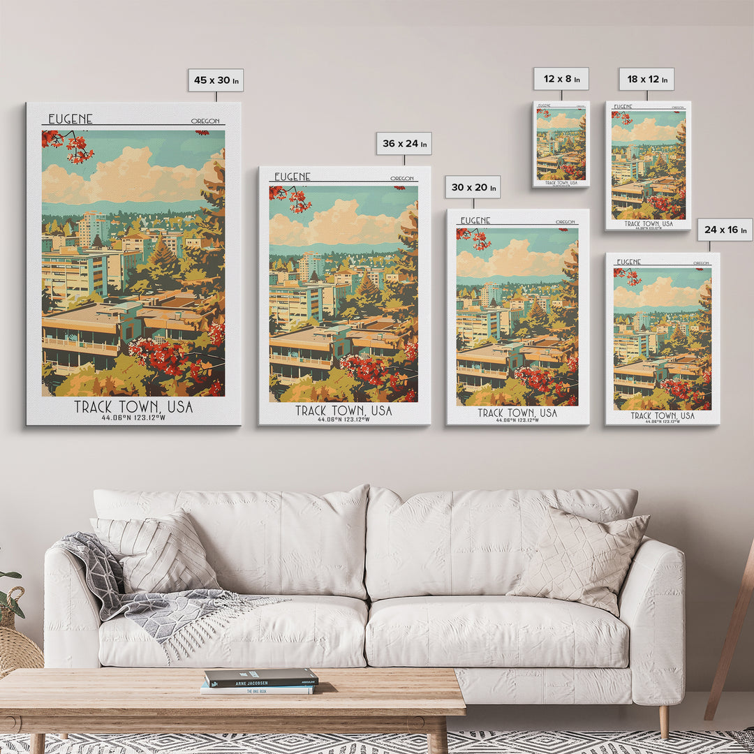 Eugene Oregon Travel Poster, Canvas Print, City Travel Poster, Travel Wall Decor, Wanderlust Gift, Travel Wall Art, Gallery Wall Set