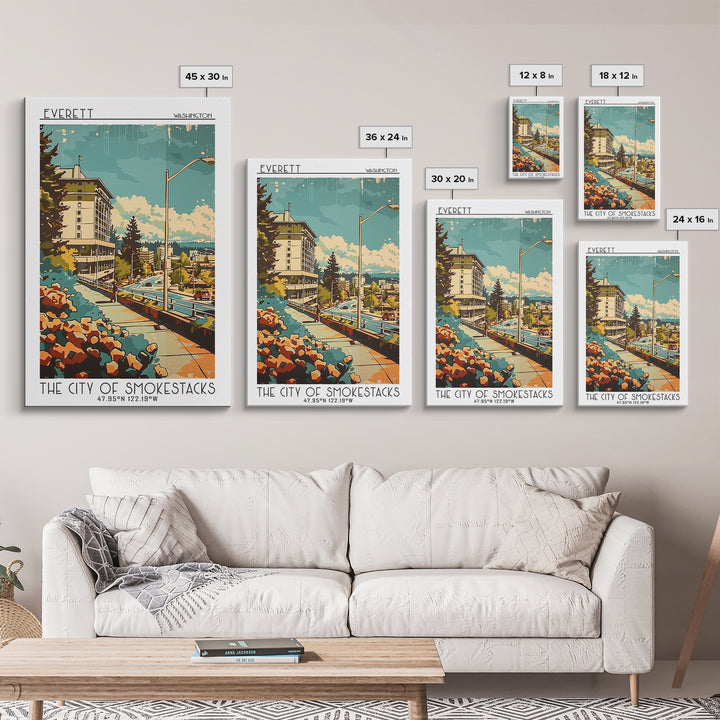 Everett Travel Poster, Canvas Print, Poster Print, Travel Wall Art, Gallery Wall Set, Retro Travel Poster, Art Print, City Art Print